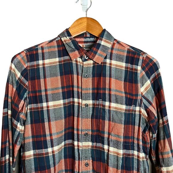 3 for $30! Roots red flannel plaid shirt. Size xs - Picture 2 of 9